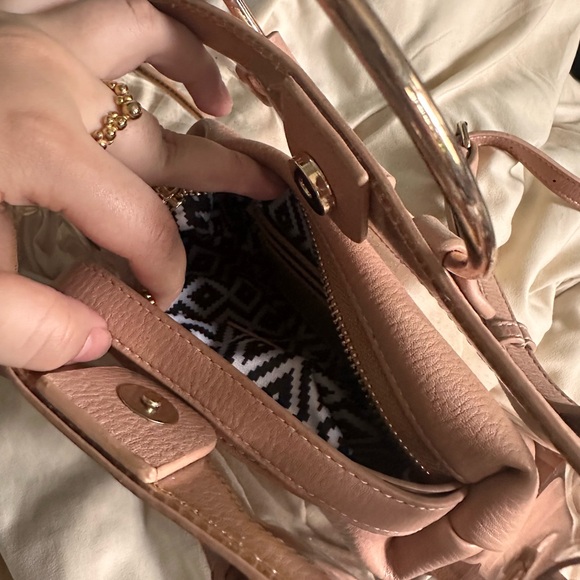 Pink Faux Leather Transparent Tote Bag - Picture 2 of 3